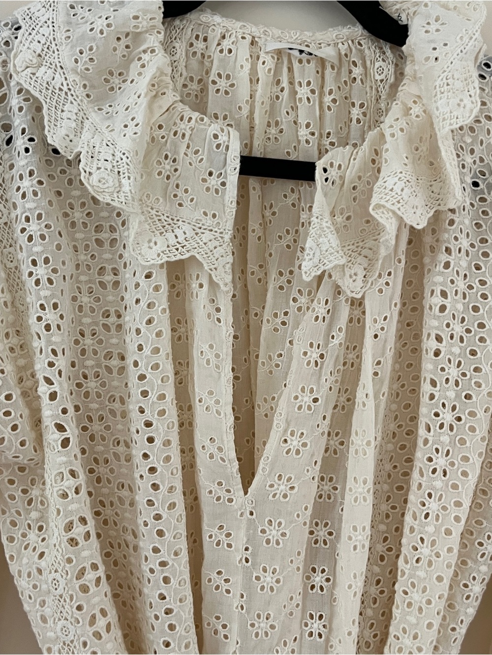 Doen Persephone Cream Eyelet Midi Dress with Tassel Belt in Magnolia NWT sz XXS - Picture 8 of 11